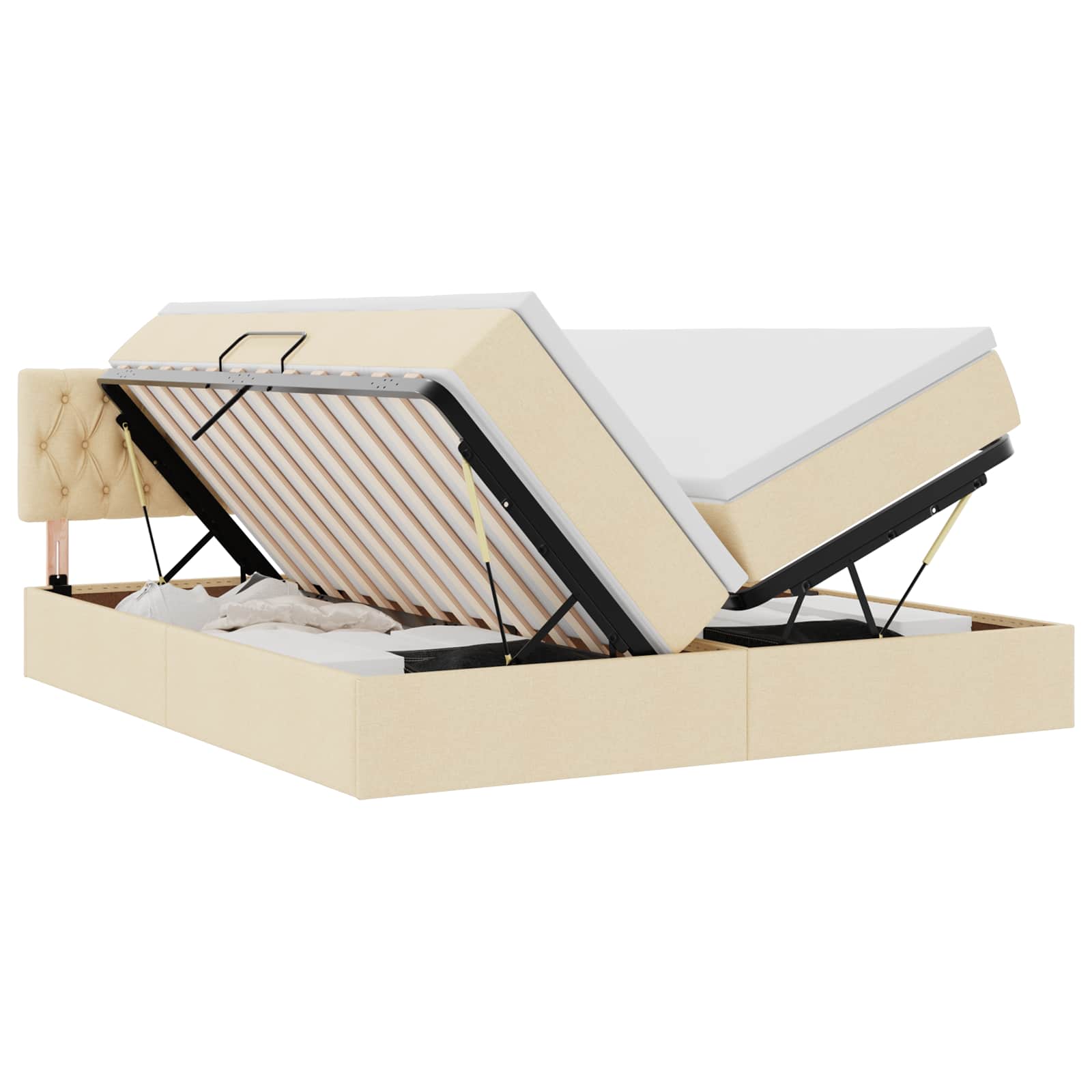 Krevet s od storage s madracem Krema 180 x 200 cm Lažna koža
