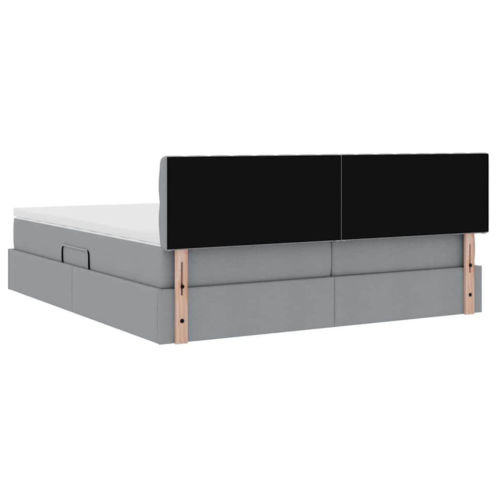 Krevet s od storage Svijetlo siva 200 x 200 cm Lažna koža