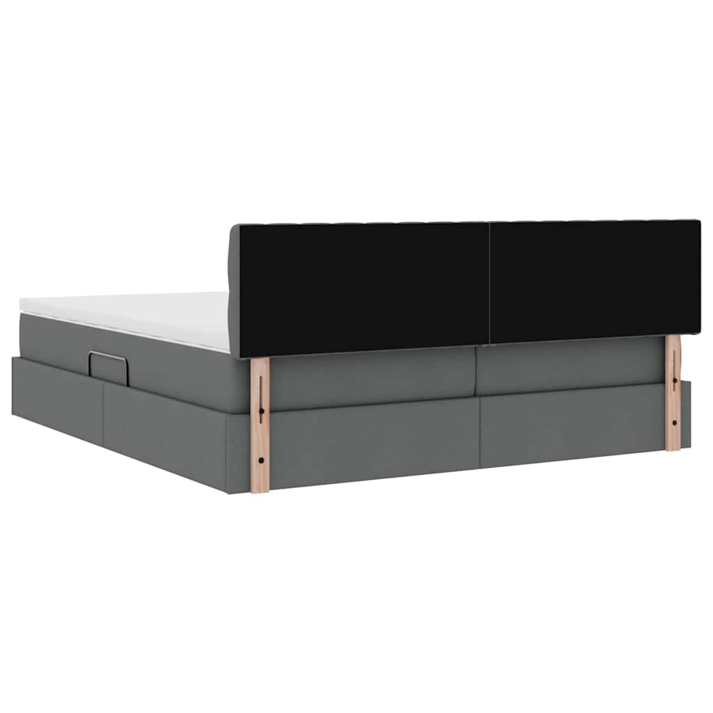 Krevet s od storage Tamno siva 200 x 200 cm Lažna koža