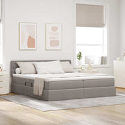 Krevet s od storage Sivo-smeđa 200 x 200 cm Lažna koža