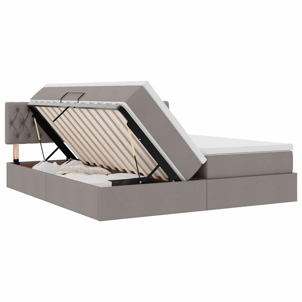 Krevet s od storage Sivo-smeđa 200 x 200 cm Lažna koža