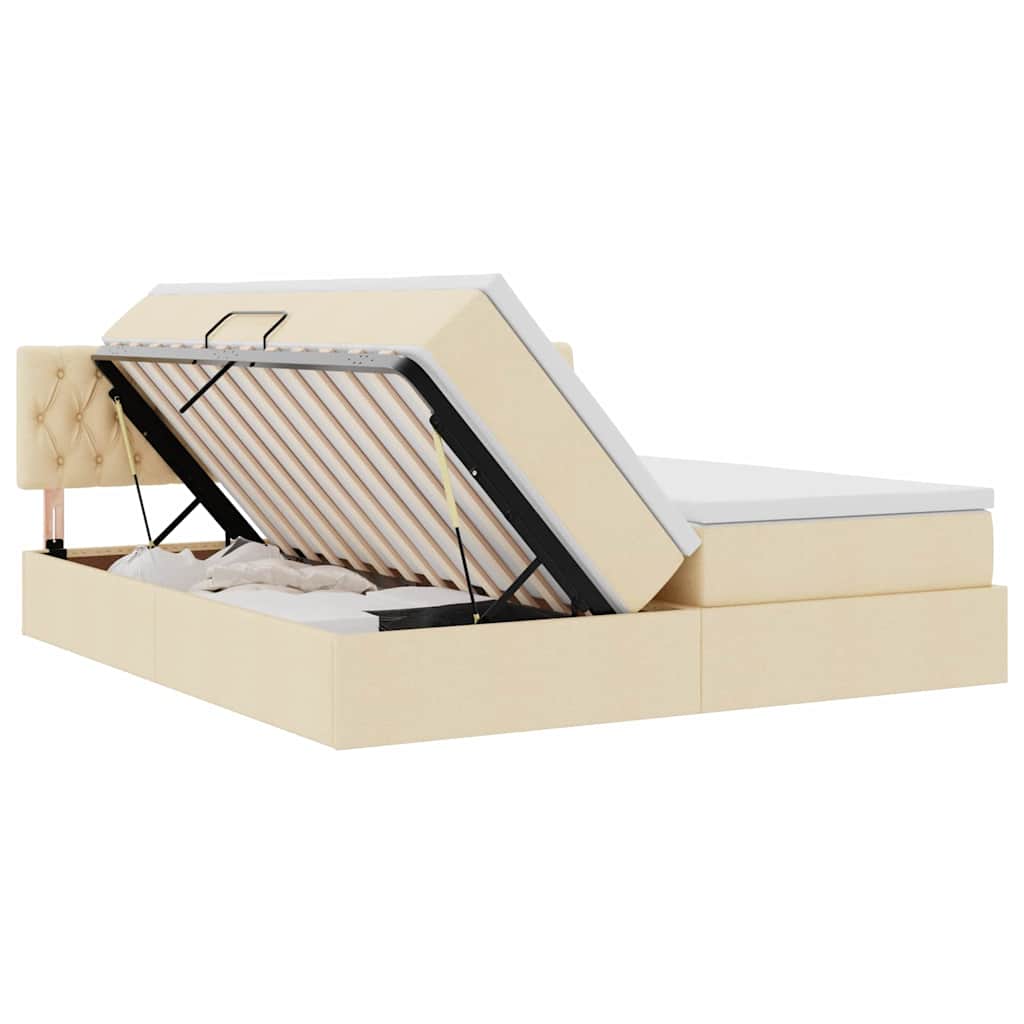 Krevet s od storage s madracem Krema 200 x 200 cm Lažna koža