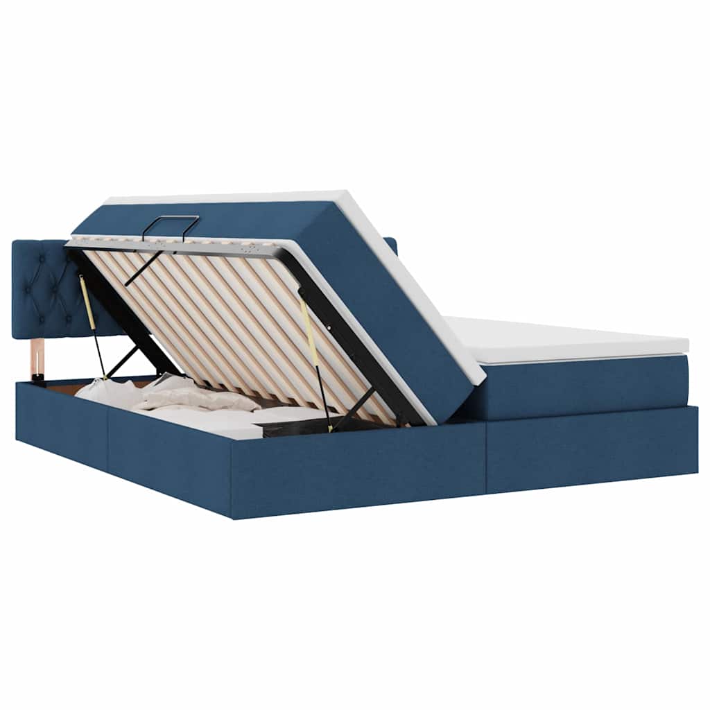 Krevet s od storage s madracem Plava 200 x 200 cm Lažna koža
