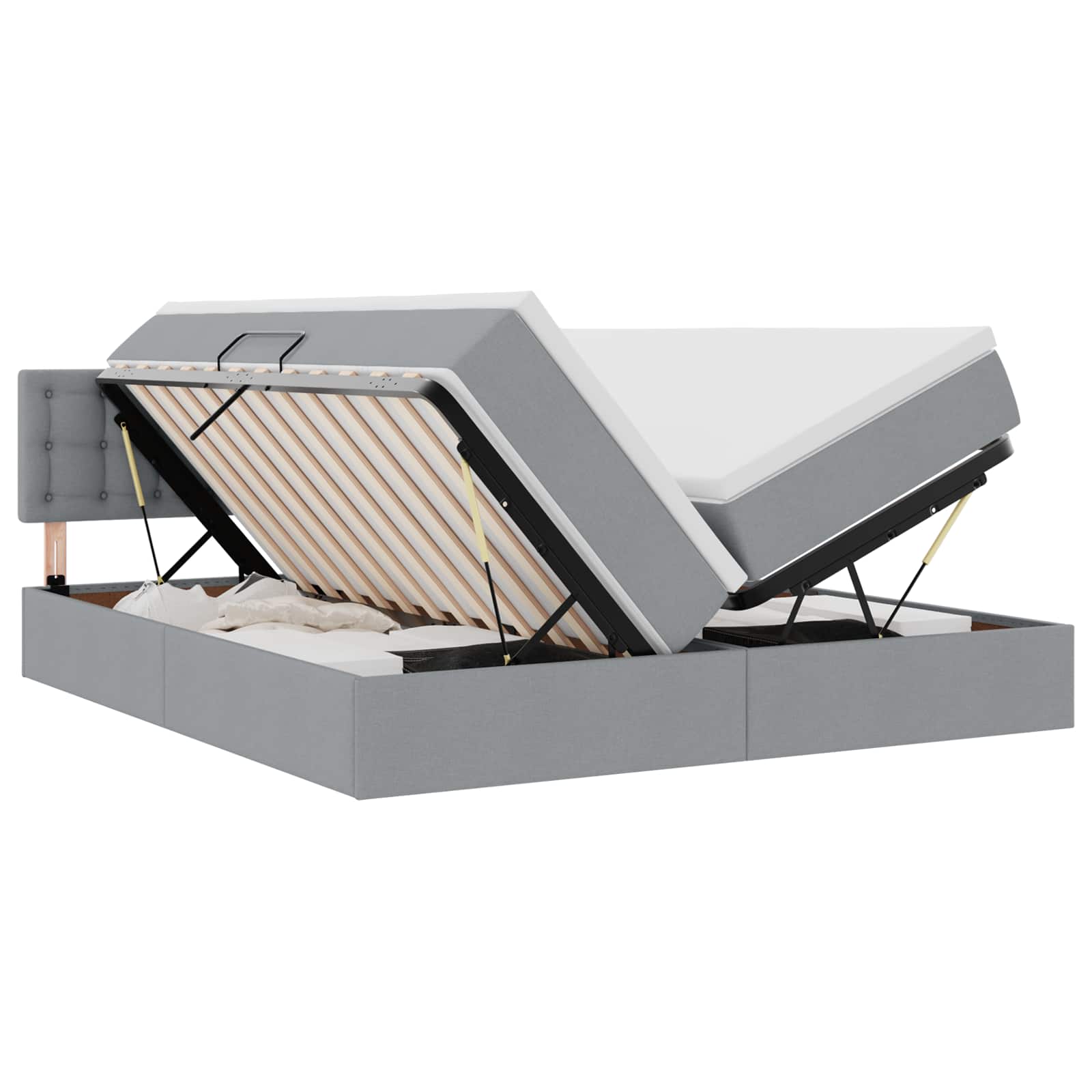 Krevet s od storage Svijetlo siva 200 x 200 cm Lažna koža