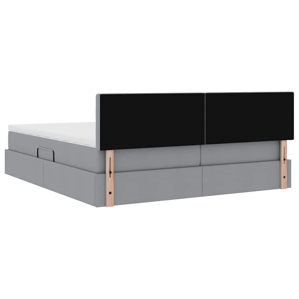 Krevet s od storage Svijetlo siva 200 x 200 cm Lažna koža