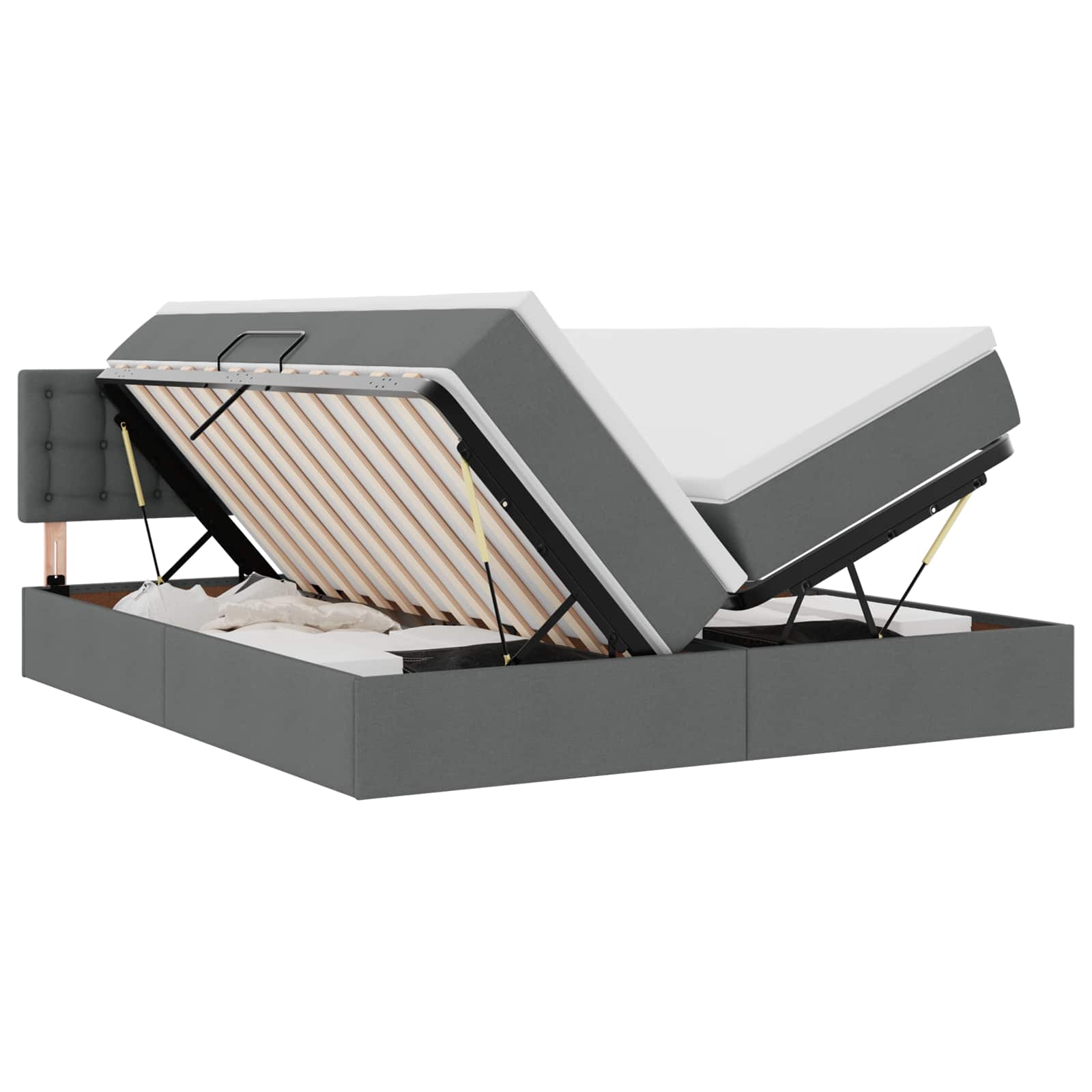 Krevet s od storage Tamno siva 200 x 200 cm Lažna koža