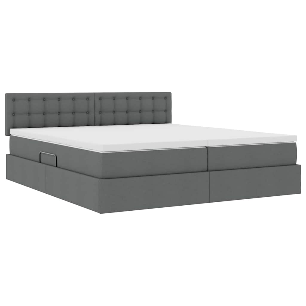 Krevet s od storage Tamno siva 200 x 200 cm Lažna koža