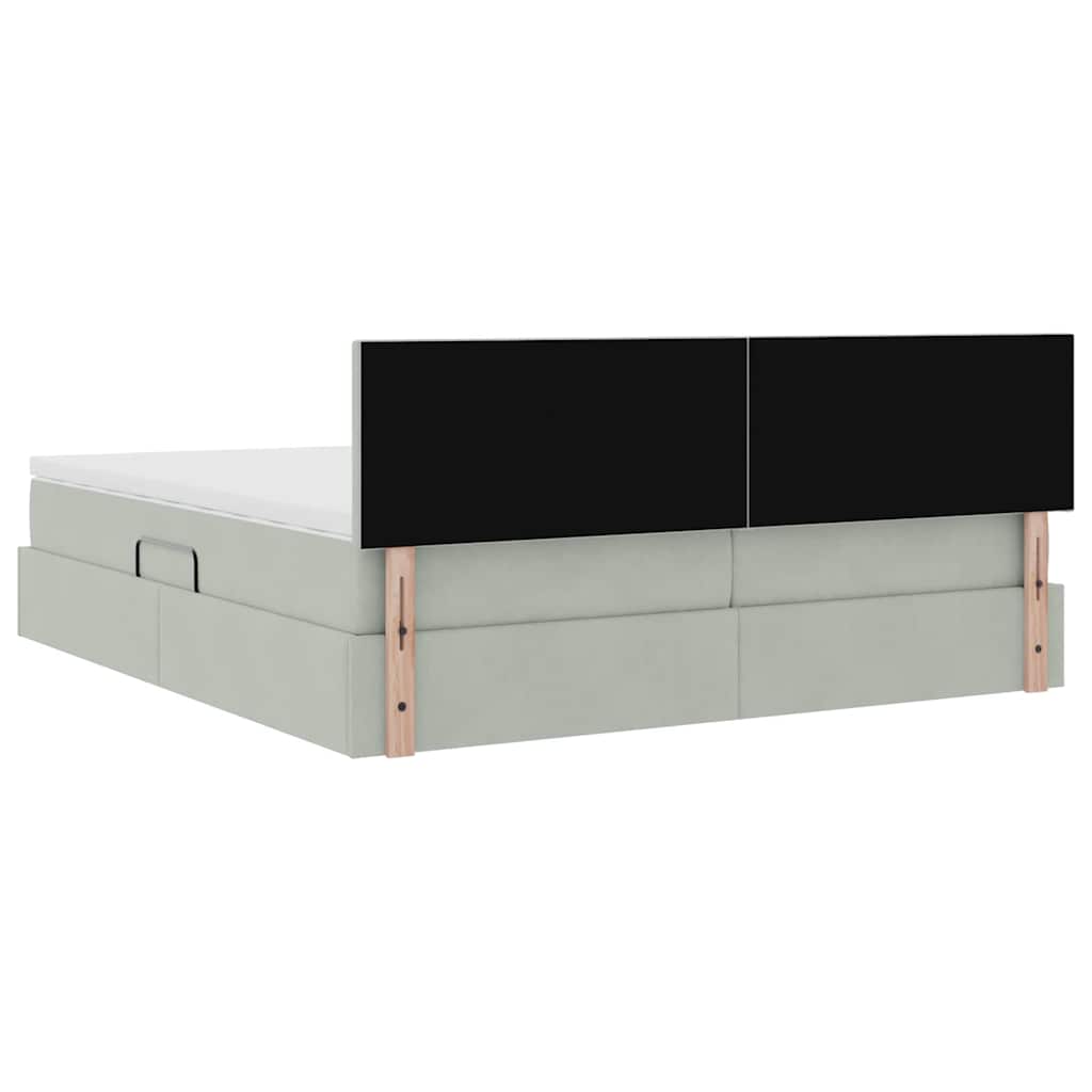 Krevet s od storage s madracem Svijetlo siva 100 x 200 cm