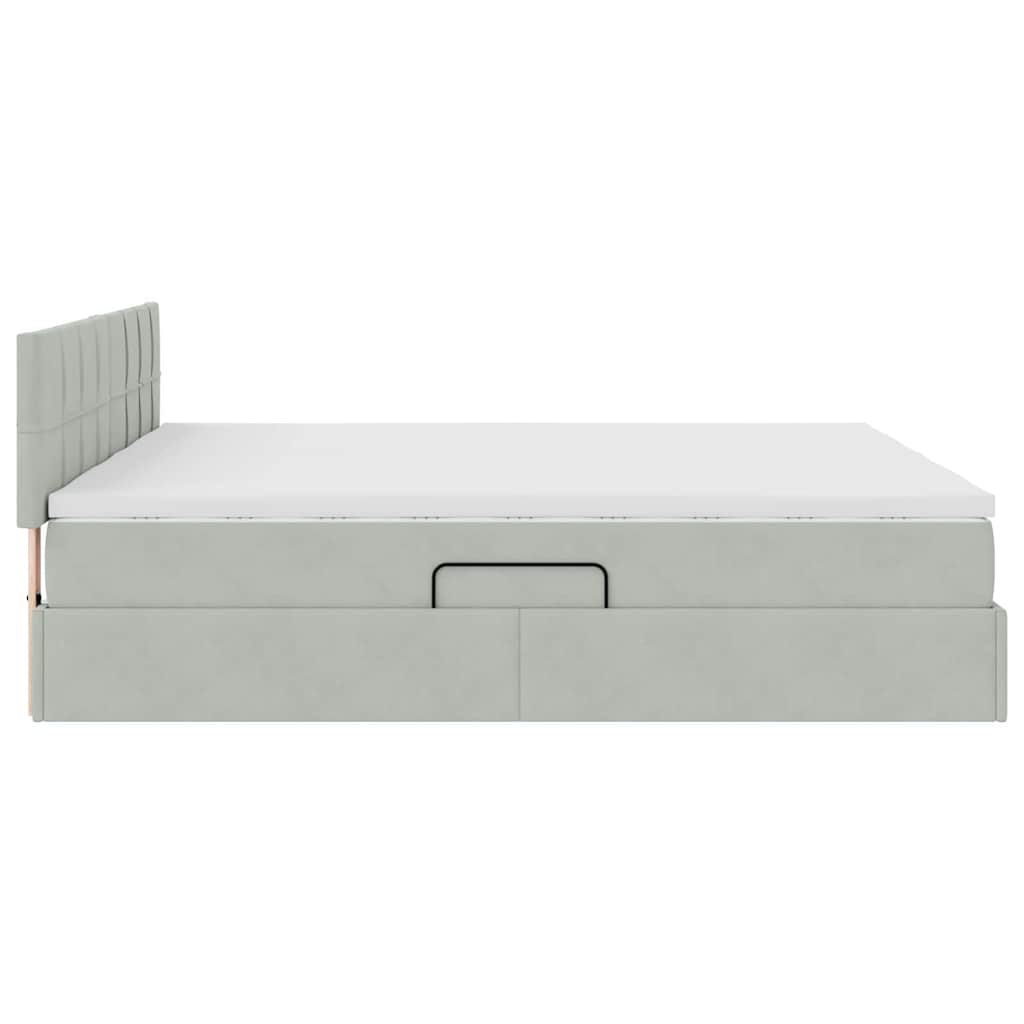 Krevet s od storage s madracem Svijetlo siva 90 x 200 cm