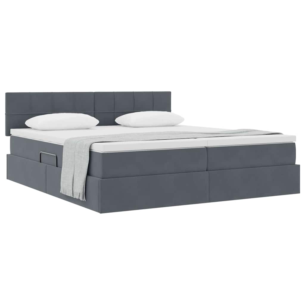Krevet s od storage s madracem Tamno siva 90 x 200 cm