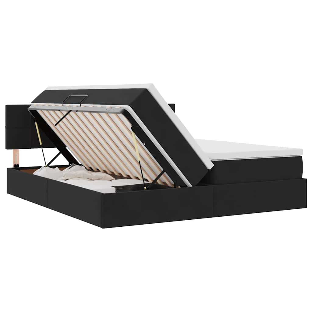 Krevet s od storage s madracem s uzglavljem Crna 90 x 200 cm