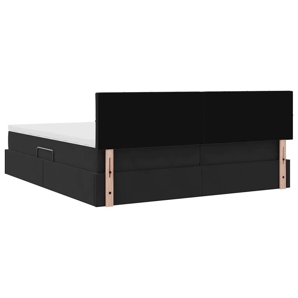 Krevet s od storage s madracem s uzglavljem Crna 90 x 200 cm