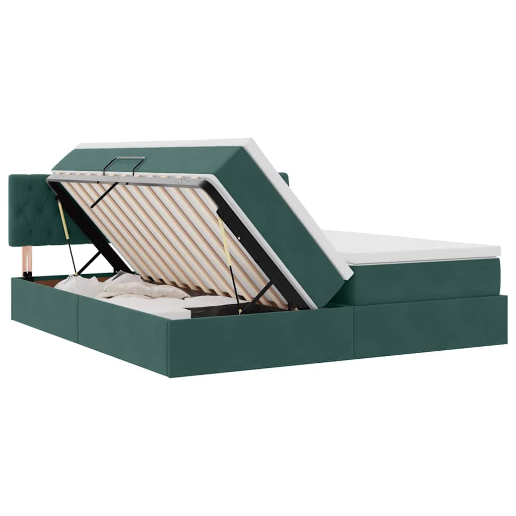 Krevet s od storage s madracem Tamnozelena 90 x 200 cm