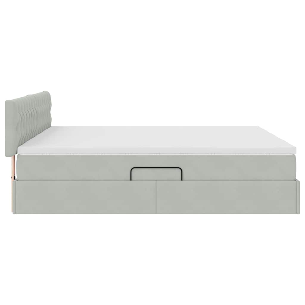Krevet s od storage s madracem Svijetlo siva 100 x 200 cm