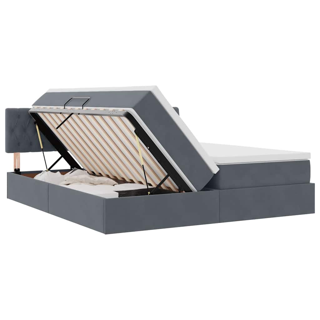 Krevet s od storage s madracem Tamno siva 100 x 200 cm