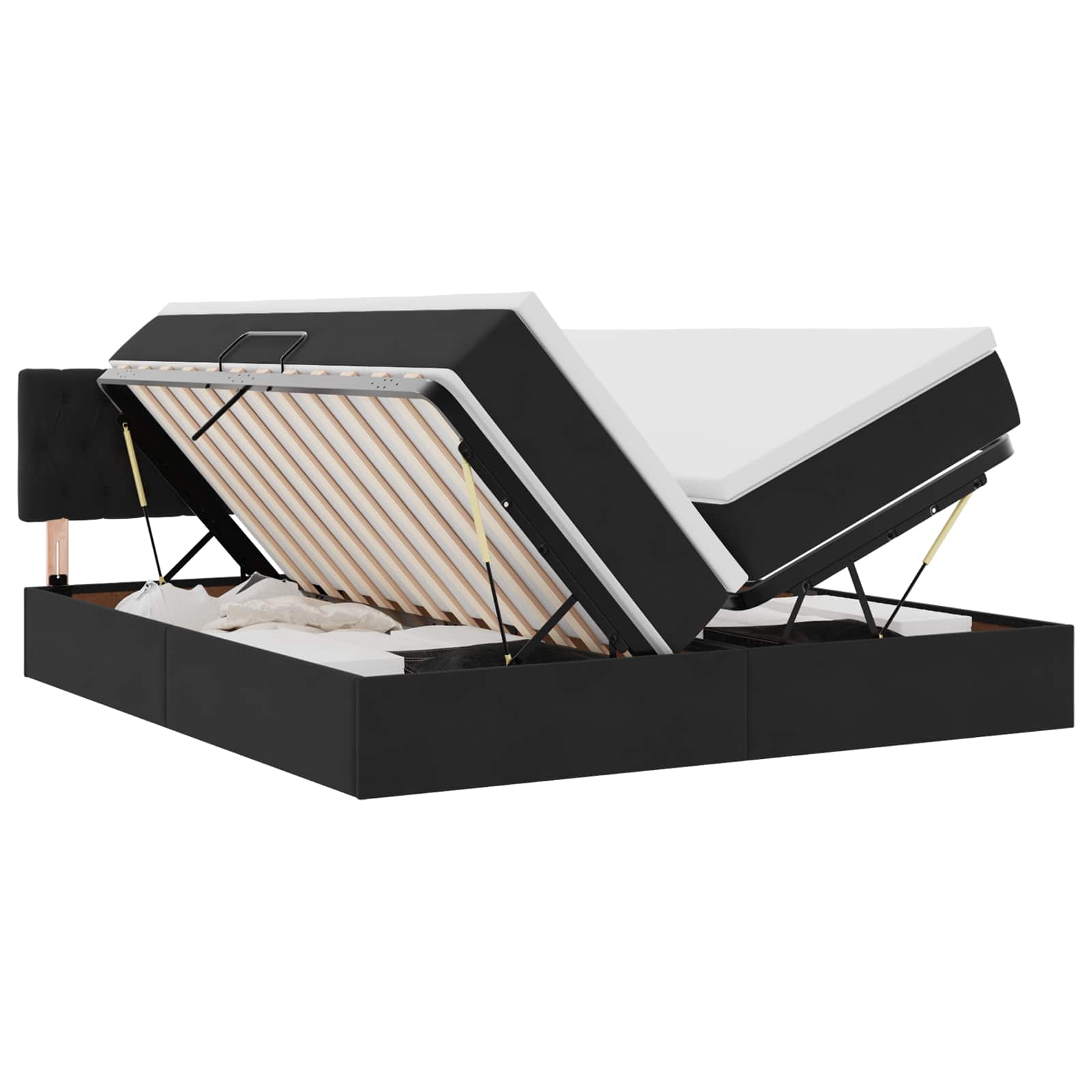 Krevet s od storage s madracem s uzglavljem Crna 100 x 200 cm