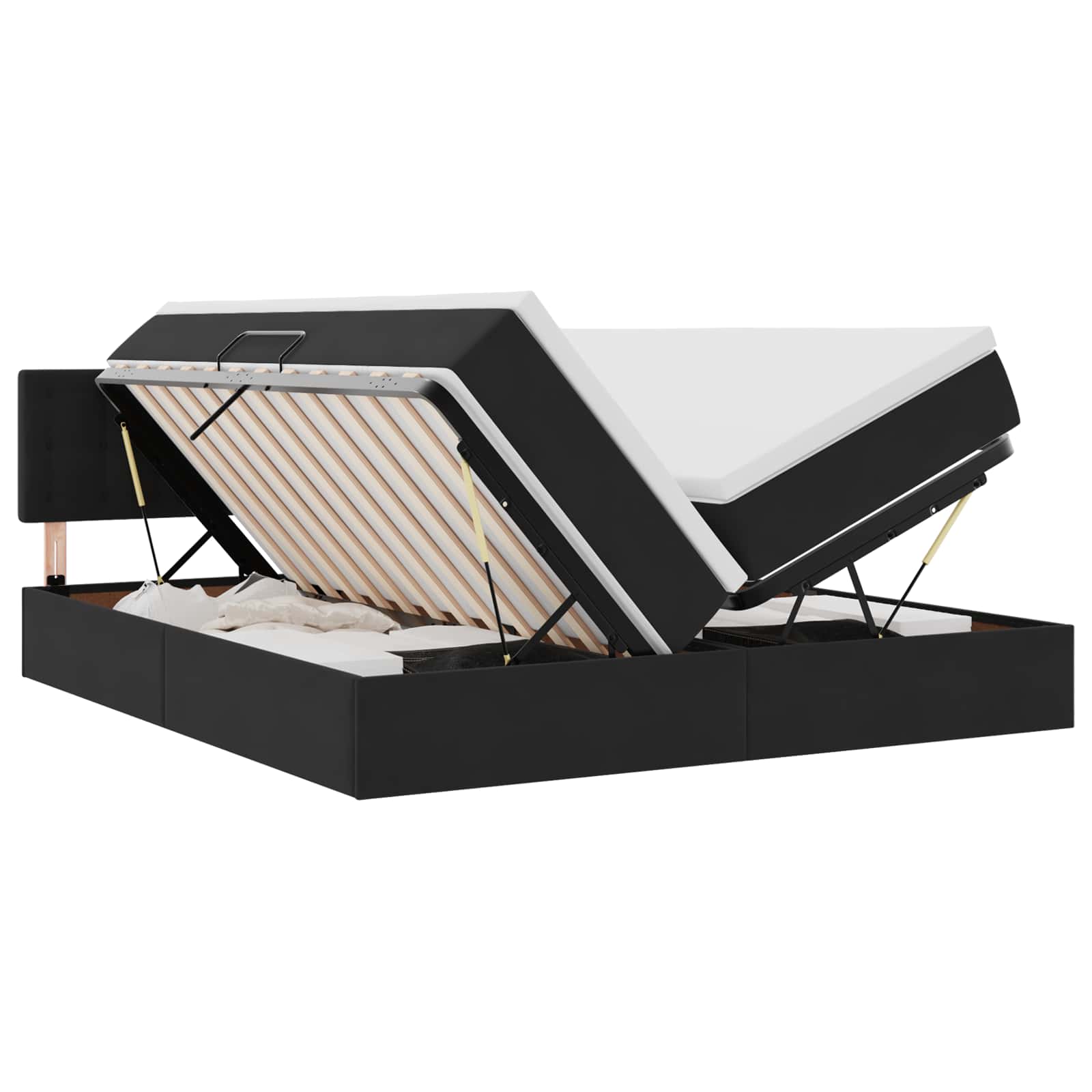Krevet s od storage s madracem s uzglavljem Crna 90 x 200 cm
