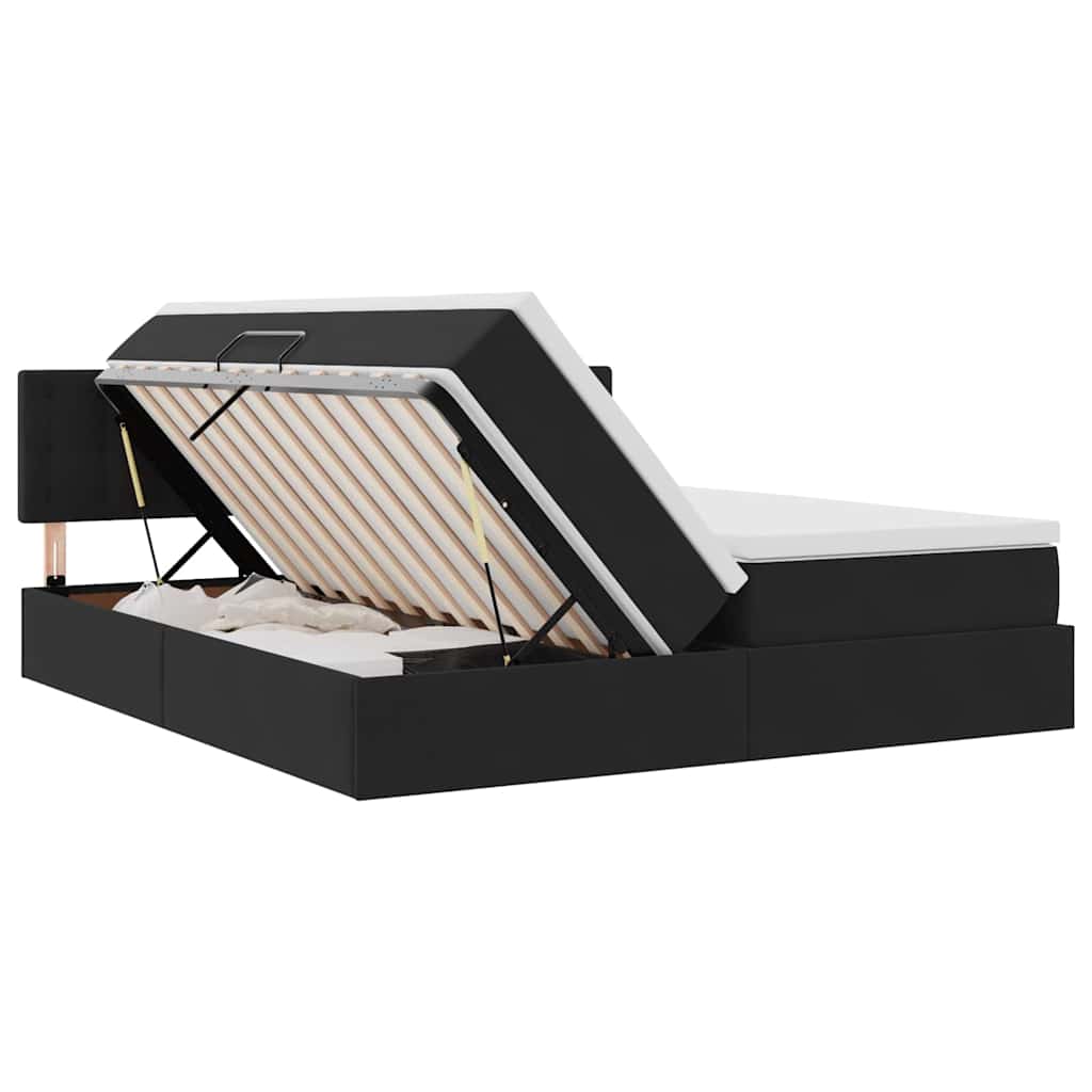 Krevet s od storage s madracem s uzglavljem Crna 90 x 200 cm