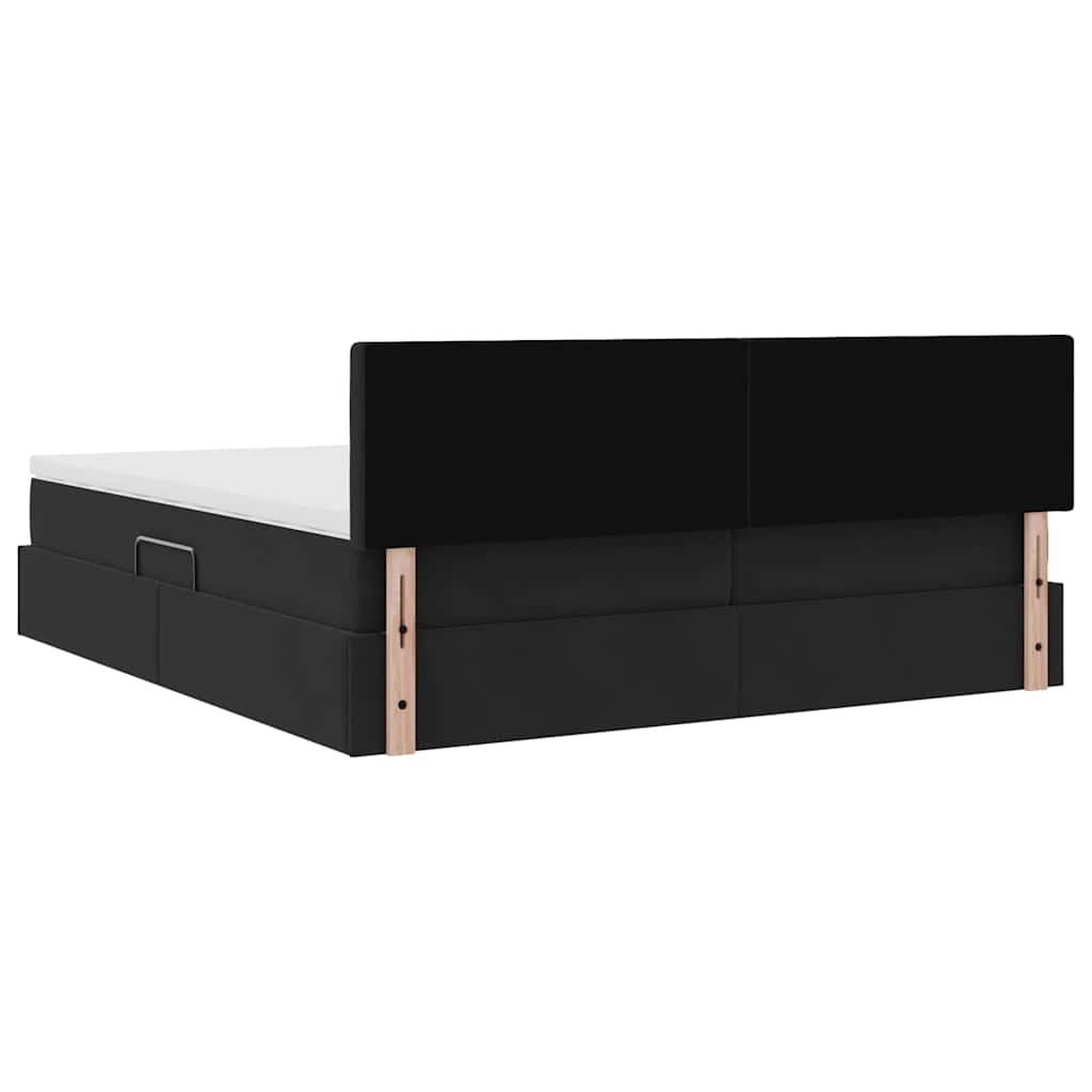 Krevet s od storage s madracem s uzglavljem Crna 90 x 200 cm