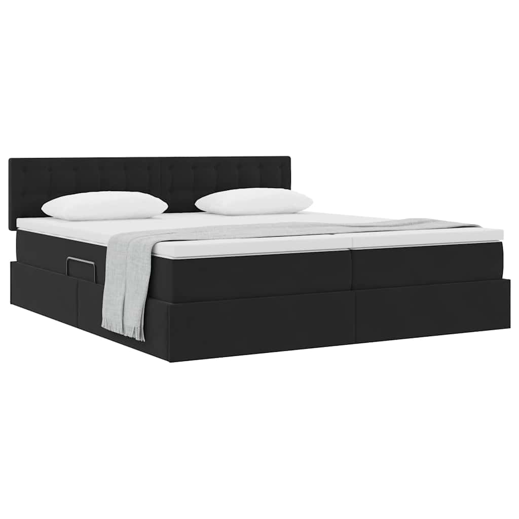 Krevet s od storage s madracem s uzglavljem Crna 90 x 200 cm