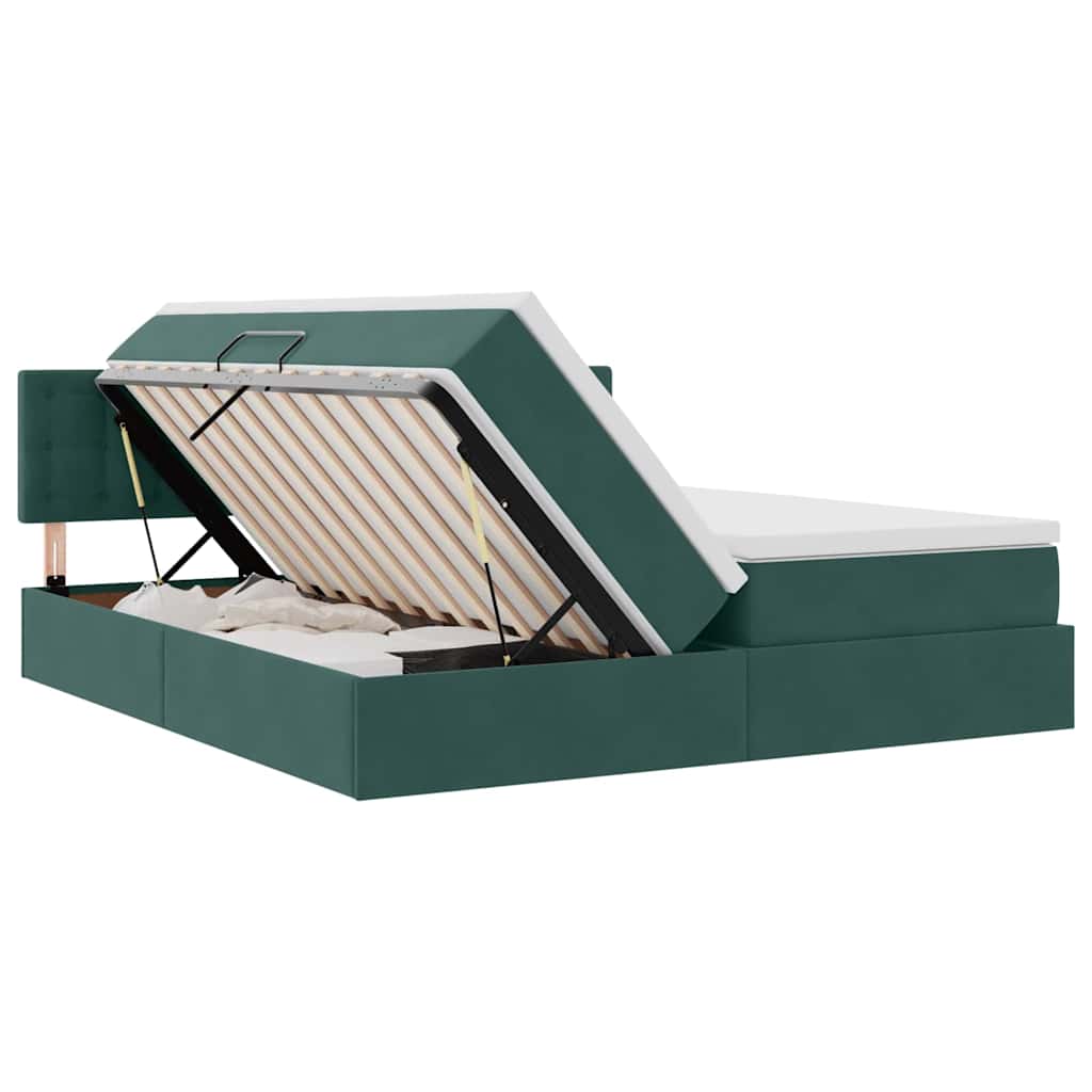 Krevet s od storage s madracem Tamnozelena 90 x 200 cm