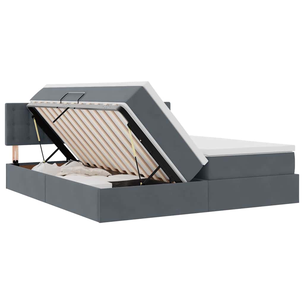 Krevet s od storage s madracem Tamno siva 100 x 200 cm