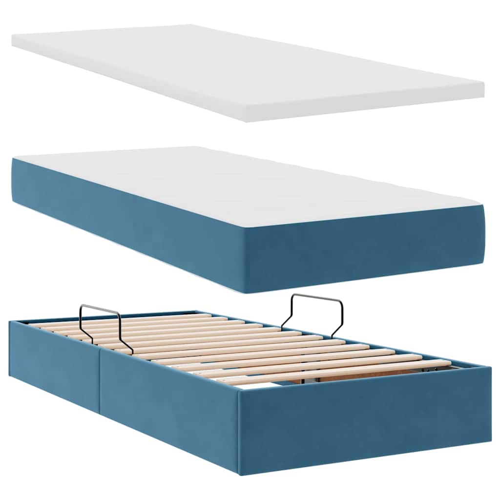 Krevet s od storage s madracem Tamno plava 100 x 200 cm