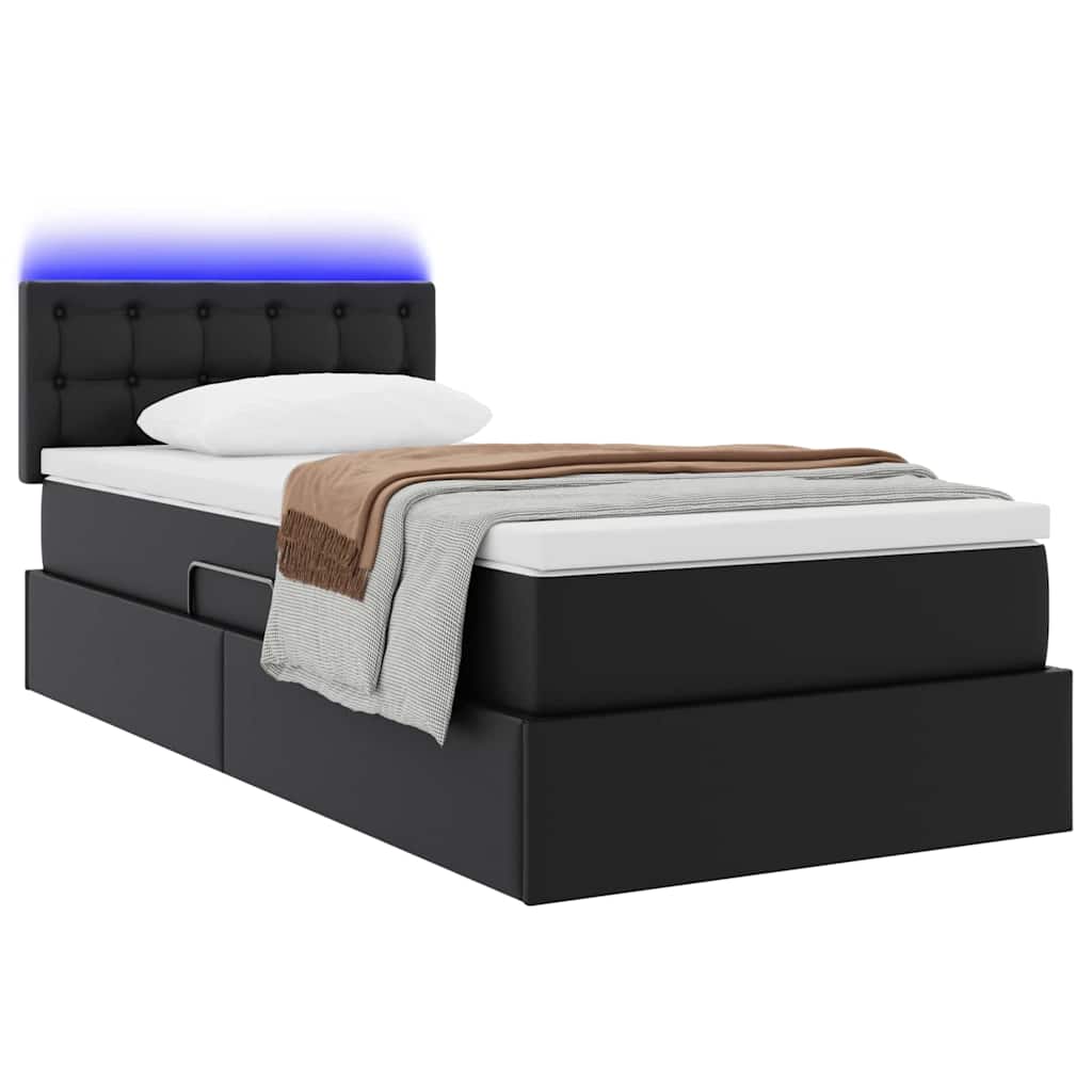 Krevet s prostorom za pohranu s LED-om Crna 90 x 190 cm
