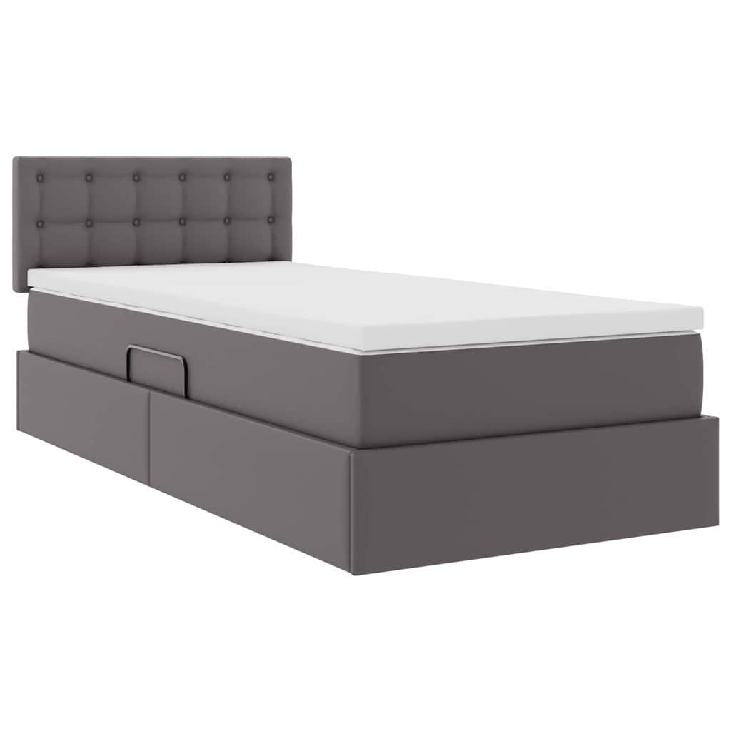 Krevet s prostorom za pohranu s LED-om Siva 90 x 190 cm