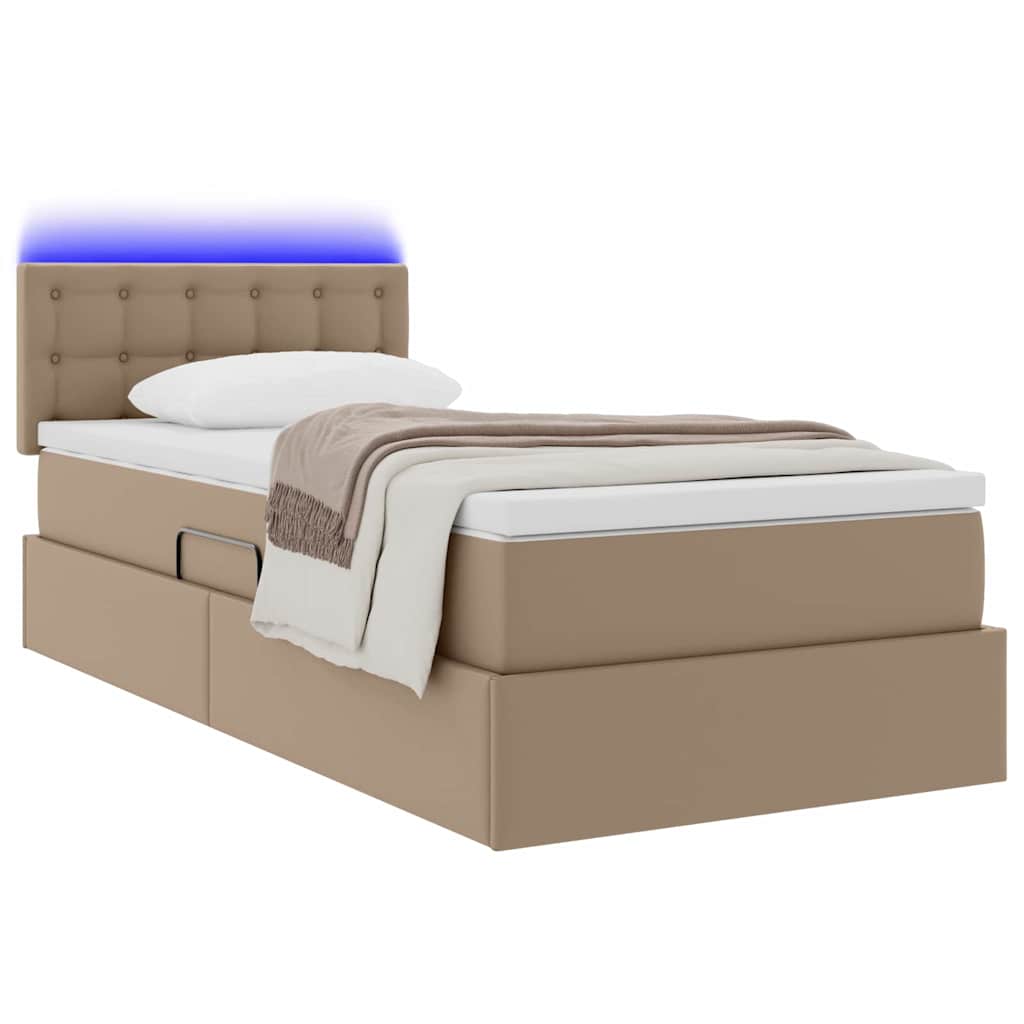 Krevet s prostorom za pohranu s LED-om Kapućino 90 x 190 cm