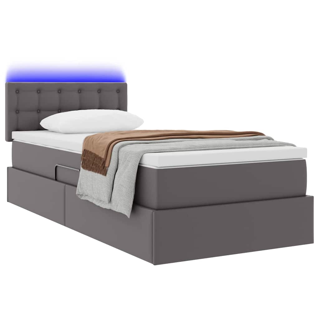Krevet s prostorom za pohranu s LED-om Siva 90 x 200 cm
