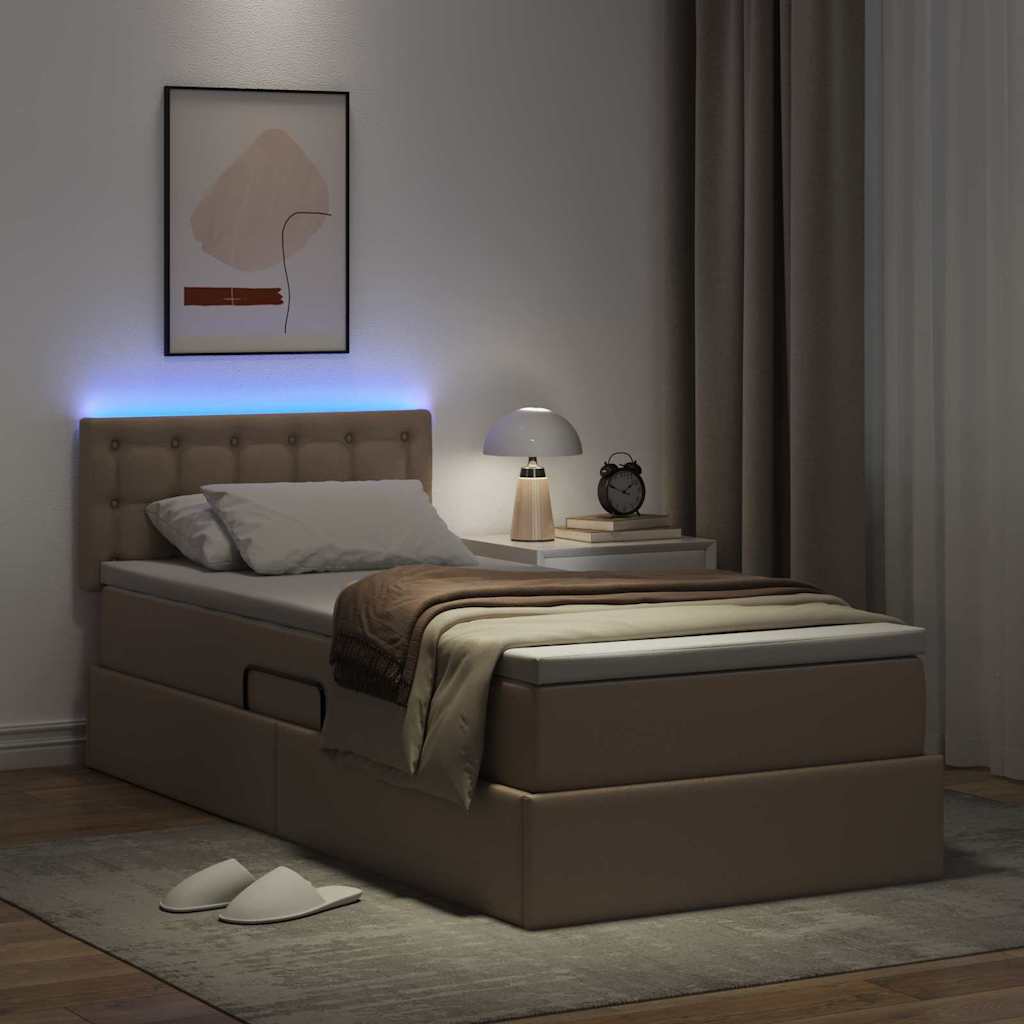 Krevet s prostorom za pohranu s LED-om Kapućino 100 x 200 cm