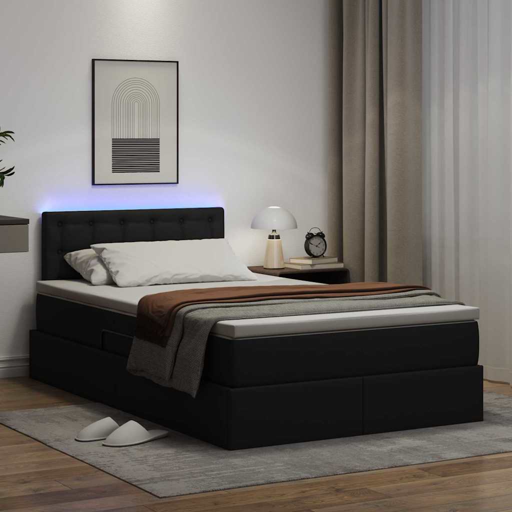 Krevet s prostorom za pohranu s LED-om Crna 120 x 190 cm