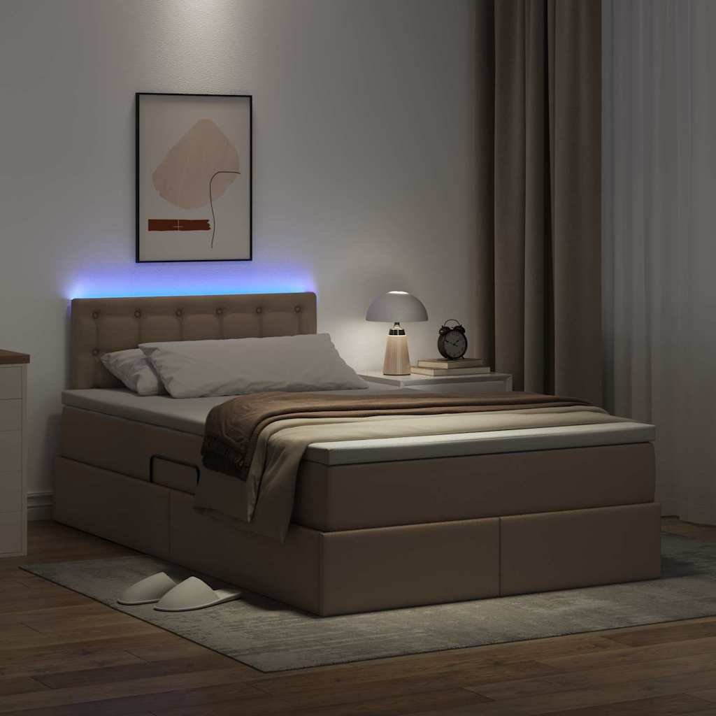 Krevet s prostorom za pohranu s LED-om Kapućino 120 x 200 cm