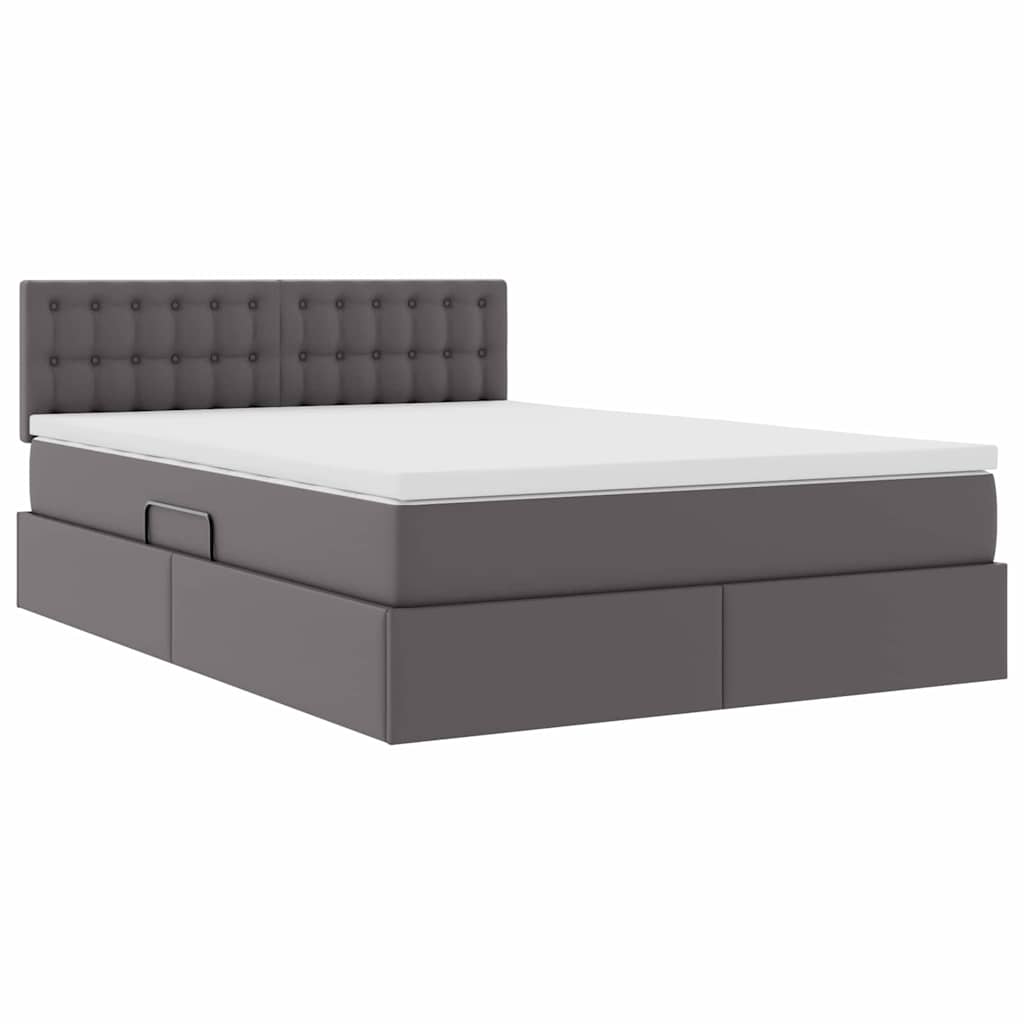 Krevet s prostorom za pohranu s LED-om Siva 140 x 190 cm