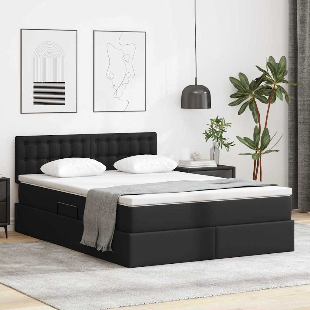 Krevet s prostorom za pohranu s LED-om Crna 140 x 200 cm
