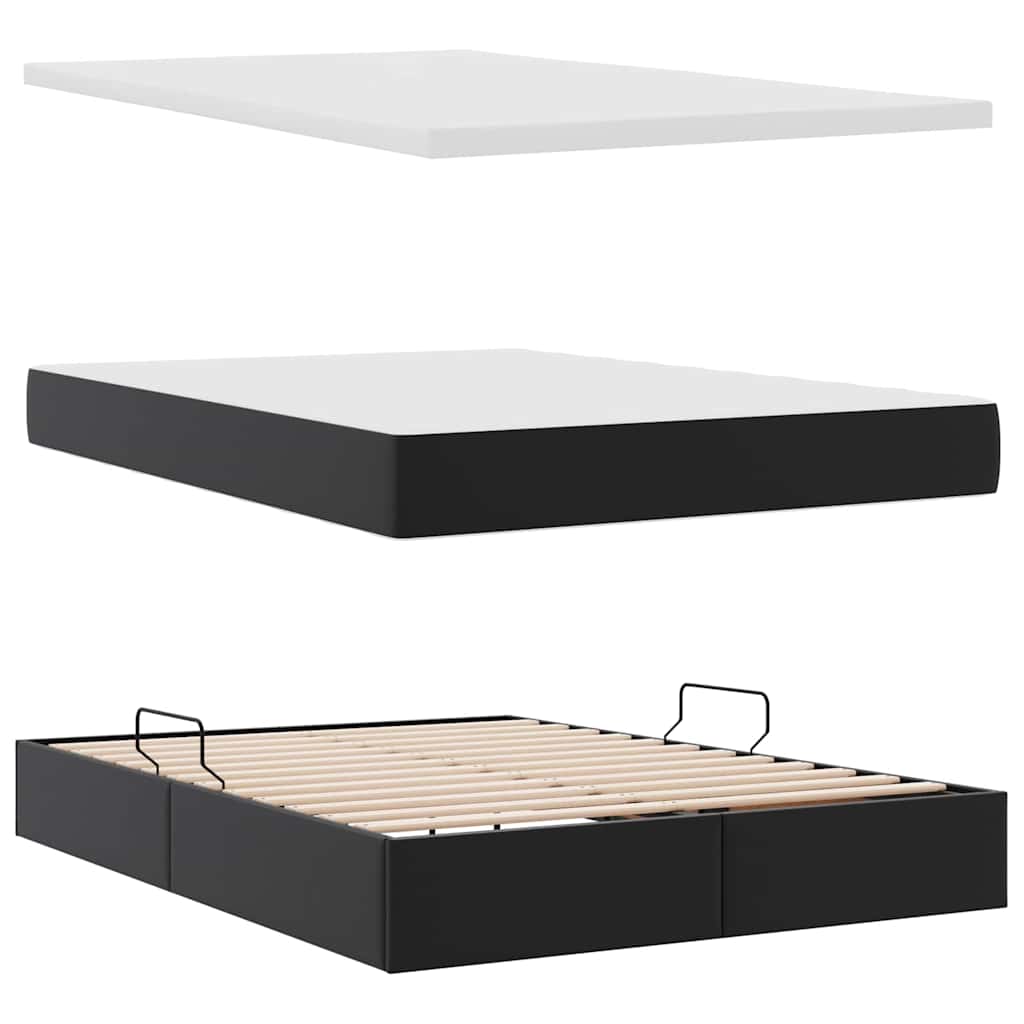 Krevet s prostorom za pohranu s LED-om Crna 140 x 200 cm