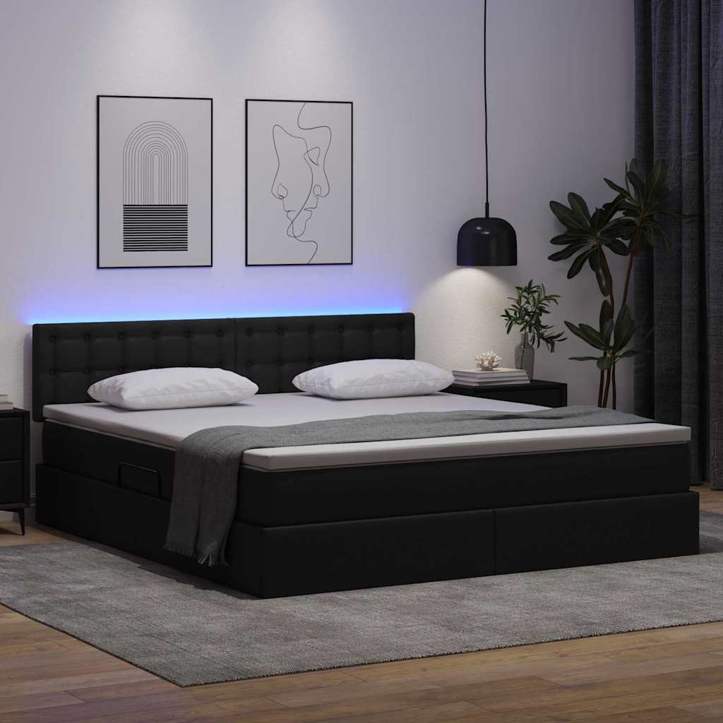 Krevet s prostorom za pohranu s LED-om Crna 160 x 200 cm