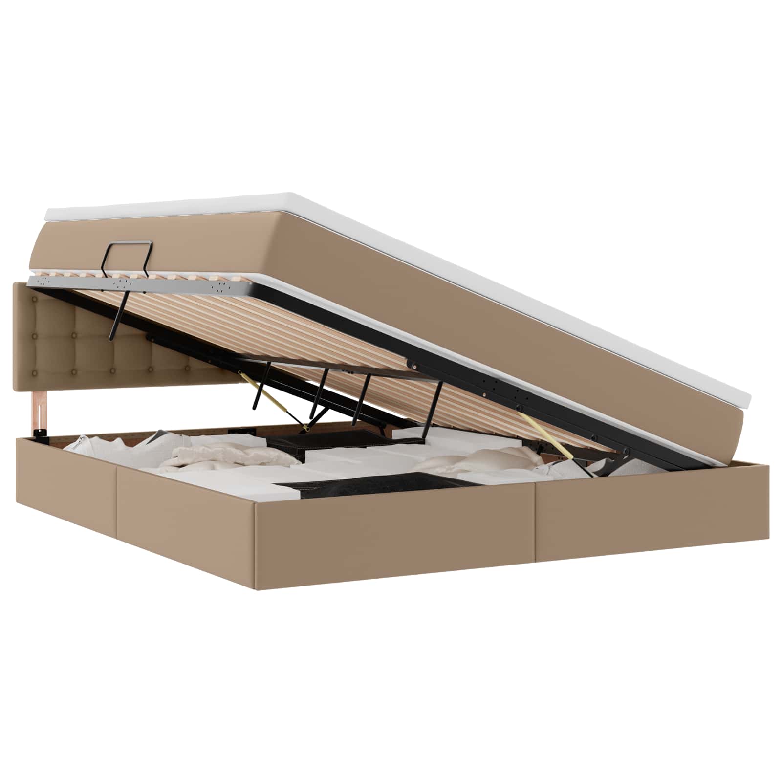 Krevet s prostorom za pohranu s LED-om Kapućino 160 x 200 cm