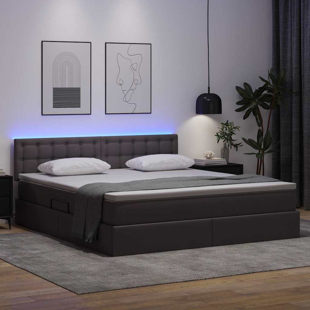 Krevet s prostorom za pohranu s LED-om Siva 180 x 200 cm