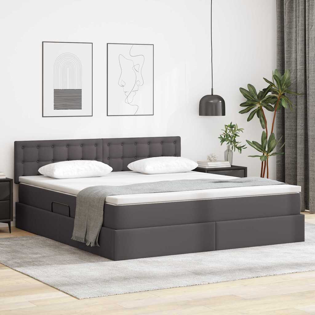 Krevet s prostorom za pohranu s LED-om Siva 180 x 200 cm