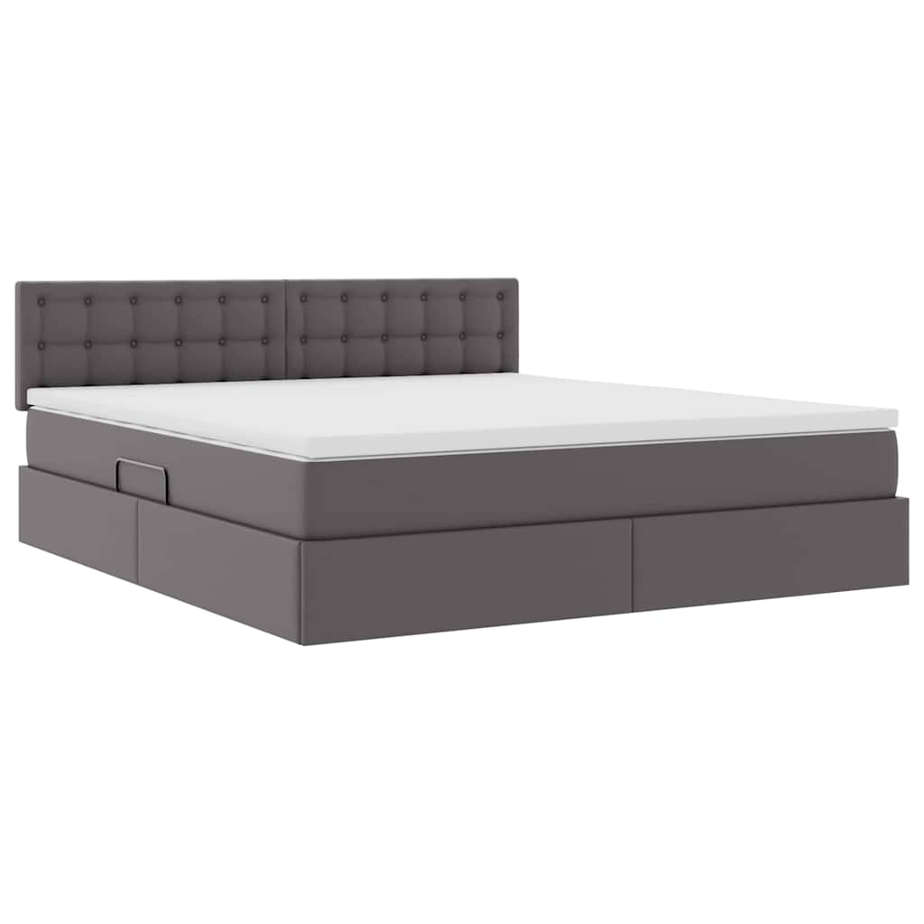 Krevet s prostorom za pohranu s LED-om Siva 180 x 200 cm