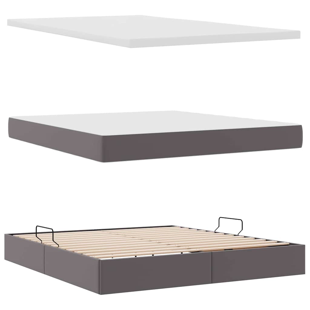 Krevet s prostorom za pohranu s LED-om Siva 180 x 200 cm