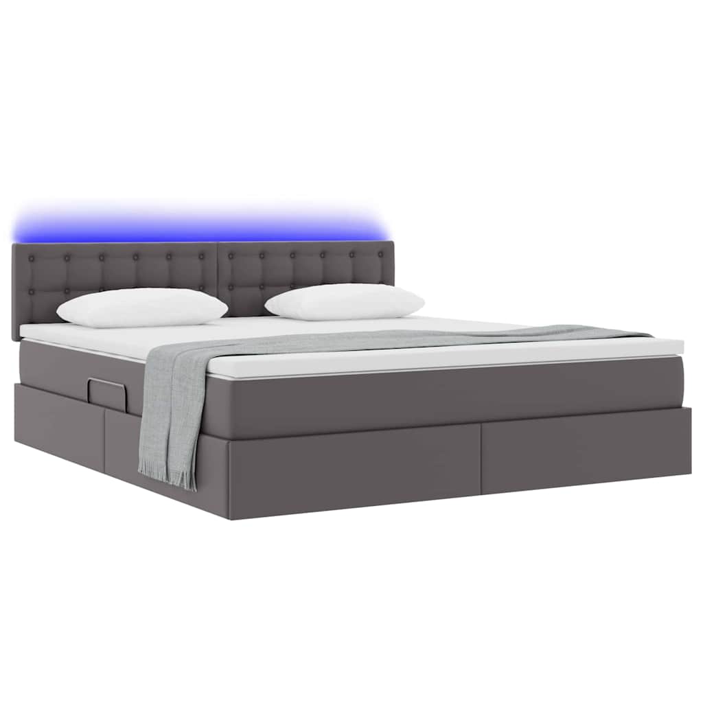 Krevet s prostorom za pohranu s LED-om Siva 180 x 200 cm