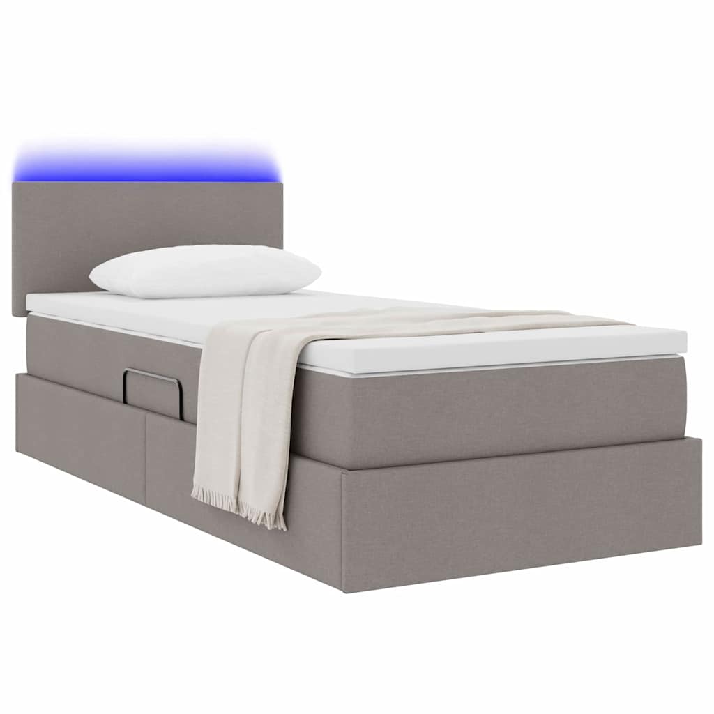 Krevet s prostorom za pohranu s LED-om Sivo-smeđa 90 x 190 cm