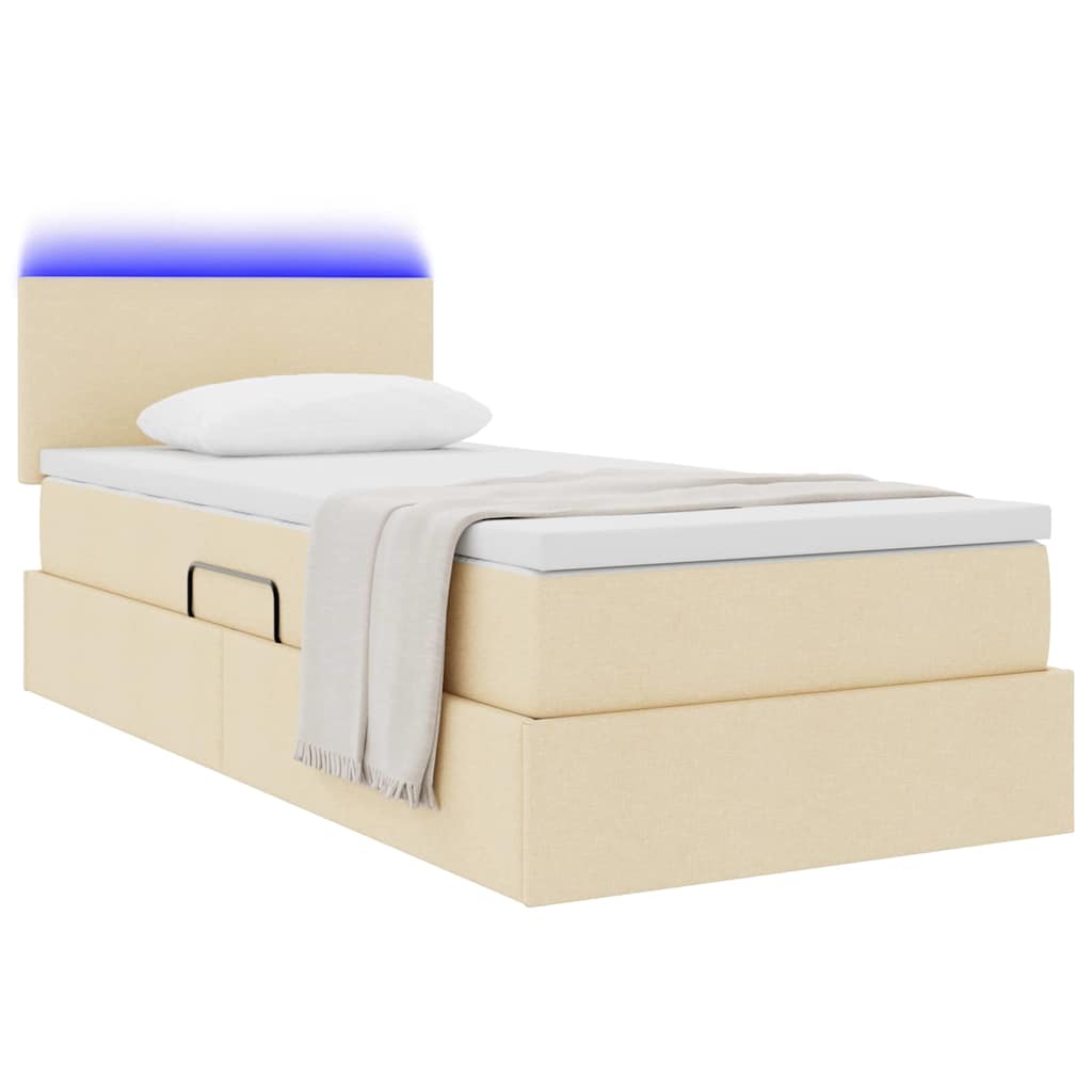 Krevet s prostorom za pohranu s LED-om Krema 90 x 190 cm