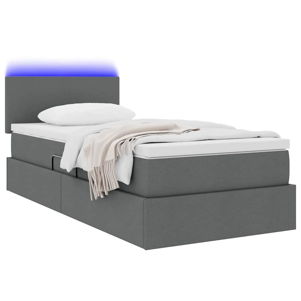 Krevet s prostorom za pohranu s LED-om Tamno siva 90 x 200 cm