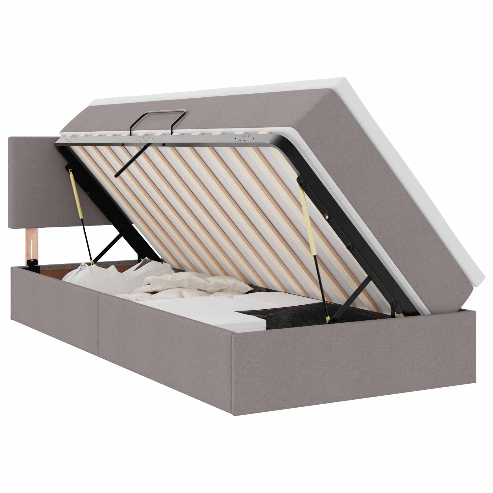 Krevet s prostorom za pohranu s LED-om Sivo-smeđa 90 x 200 cm