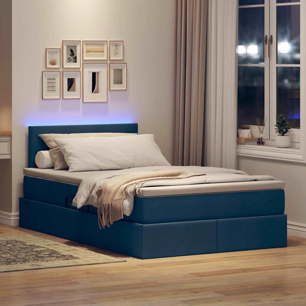 Krevet s prostorom za pohranu s LED-om Plava 120 x 190 cm