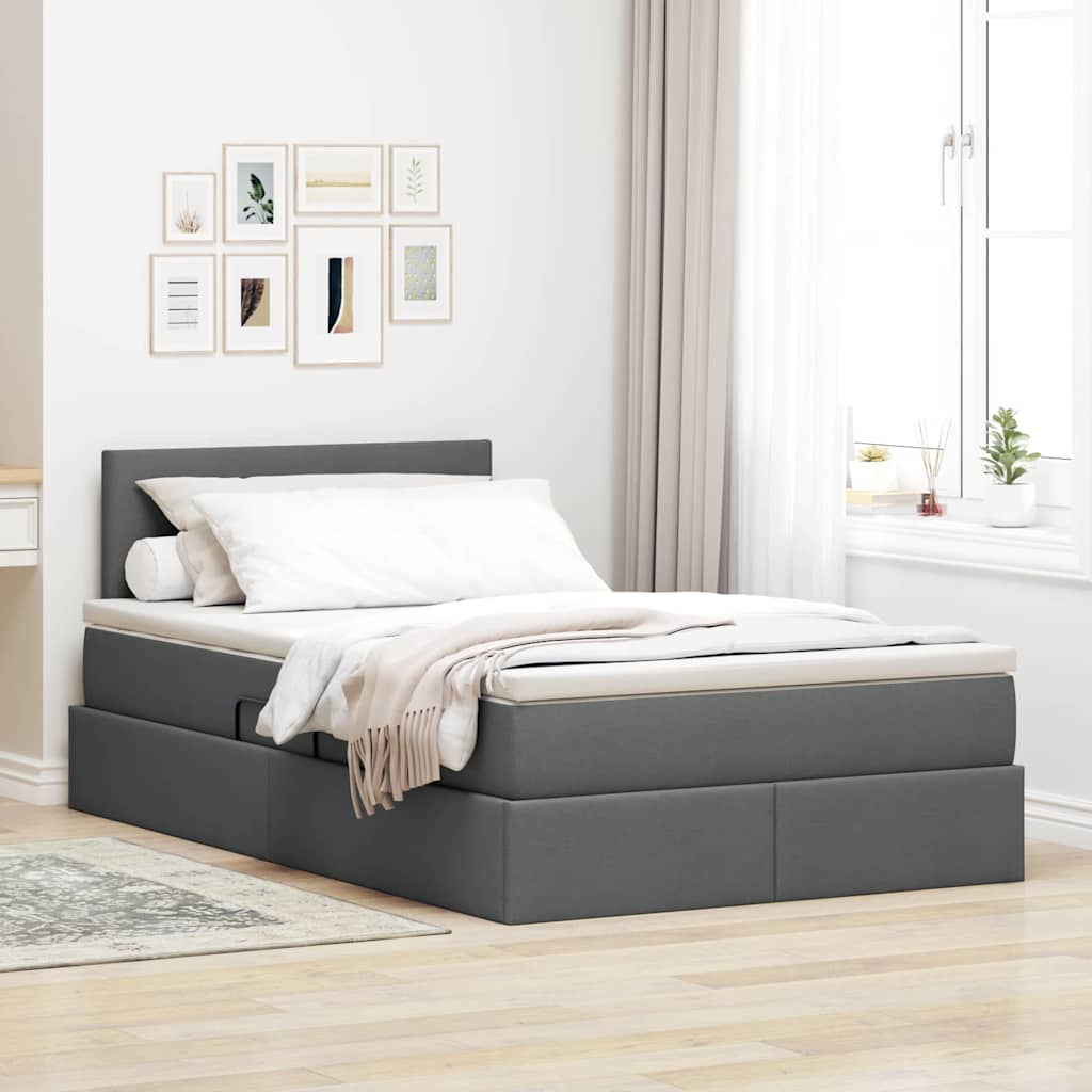 Krevet s prostorom za pohranu s LED-om Tamno siva 120 x 200 cm